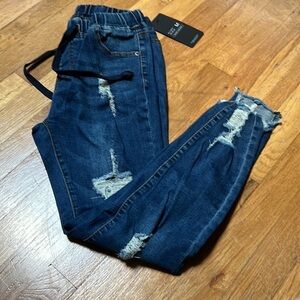 NWT American Bazi Blue Denim Joggers Size M